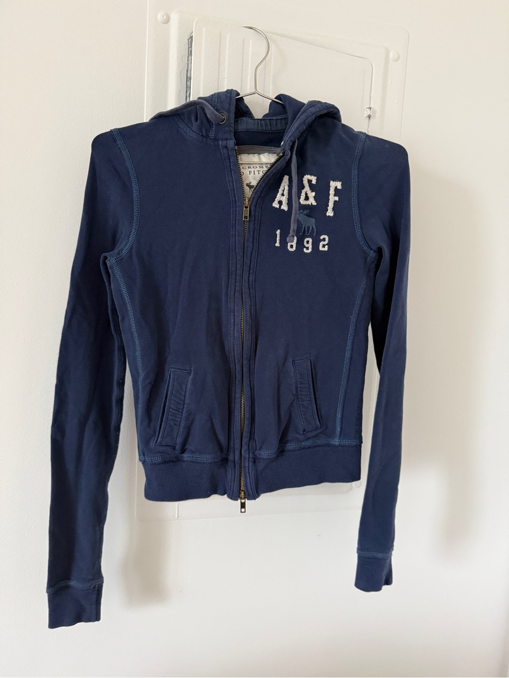 Abercrombie & Fitch Vintage Navy Blue Hooded Zip Sweatshirt